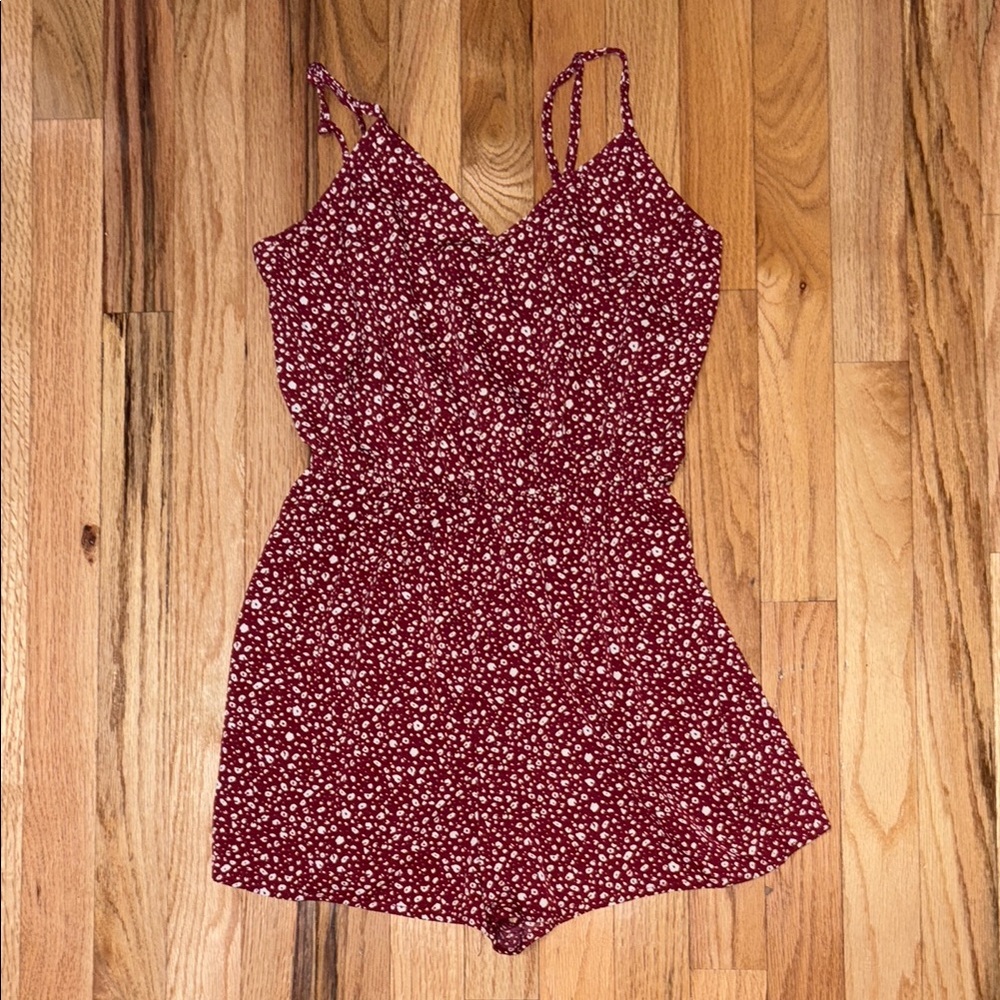 SHEIN all over print shirted waist slip romper